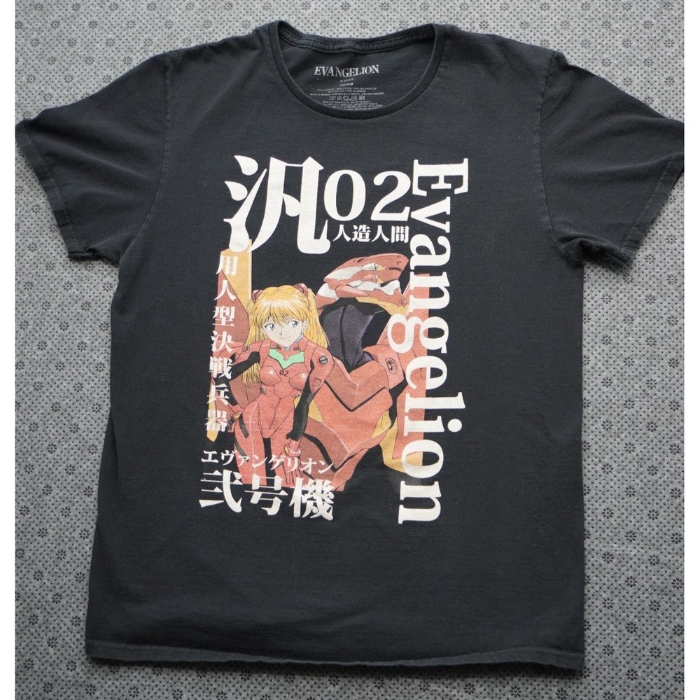 Evangelion Asuka Langley Unit 02 Anime T-Shirt Mens Medium Black Official Khara